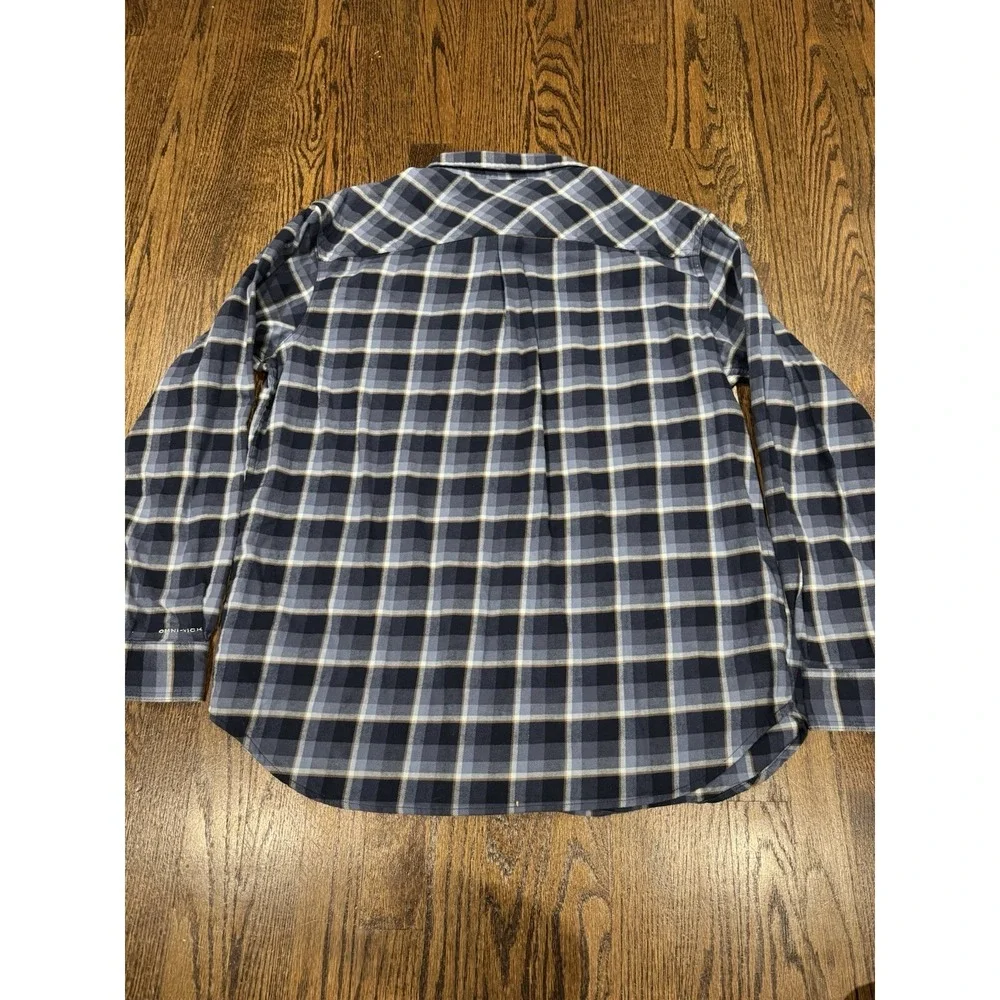 Columbia Flannel Shirt XLarge‎ Blue Black Plaid Button-Front Cotton Men's XL